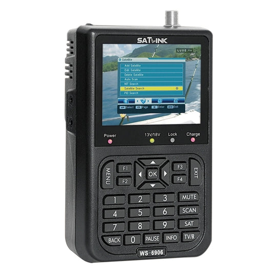 جهاز قياس الأقمار الصناعية المحمول SATLINK WS6906 بشاشة LCD ملونة مقاس 3.5 بوصة، WS6906