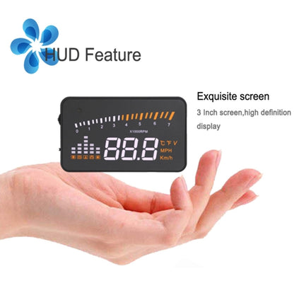 X5 HUD 3 inch Universal Multi Car Head Up Display with OBDII EOBD System, Light Sensors, Rotation Speed, Rotation Speed Unit, Unit Mark, Voltage, Water Temperature, Alarm mark, X5 HUD 3 inch