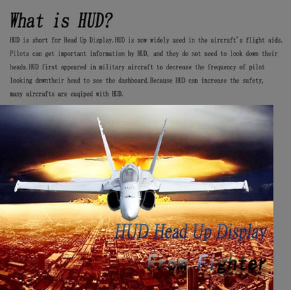 X5 HUD 3 inch Universal Multi Car Head Up Display with OBDII EOBD System, Light Sensors, Rotation Speed, Rotation Speed Unit, Unit Mark, Voltage, Water Temperature, Alarm mark, X5 HUD 3 inch