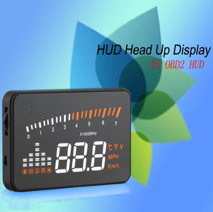 X5 HUD 3 inch Universal Multi Car Head Up Display with OBDII EOBD System, Light Sensors, Rotation Speed, Rotation Speed Unit, Unit Mark, Voltage, Water Temperature, Alarm mark, X5 HUD 3 inch