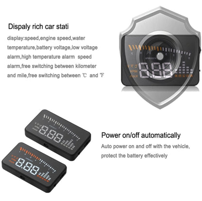 X5 HUD 3 inch Universal Multi Car Head Up Display with OBDII EOBD System, Light Sensors, Rotation Speed, Rotation Speed Unit, Unit Mark, Voltage, Water Temperature, Alarm mark, X5 HUD 3 inch