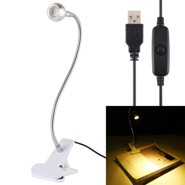 3W 360 Degree Rotation USB Metal Flexible Neck LED Light with Switch & Clip (Warm White Light Silver), S-UL-3119, S-UL-3119A, S-UL-3119B, S-UL-3119S