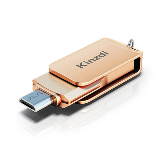 محرك أقراص فلاش Kinzdi Metal Twister V8 بسعة 32 جيجابايت بمنفذ USB + Type-C، لون ذهبي وردي، وفضي 32 جيجابايت