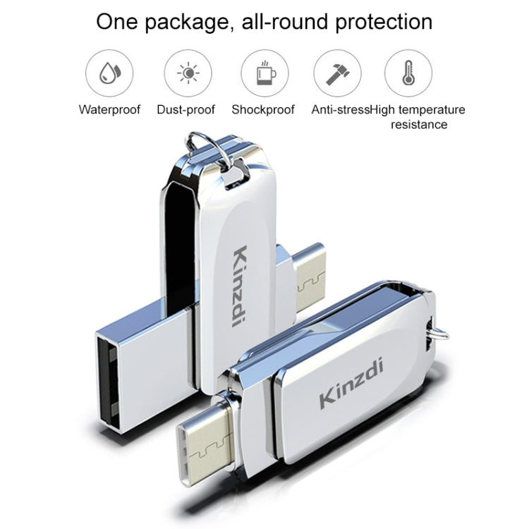 Kinzdi 32GB USB + Type-C Interface Metal Twister Flash Disk V8, 32GB Rose Gold, 32GB Silver