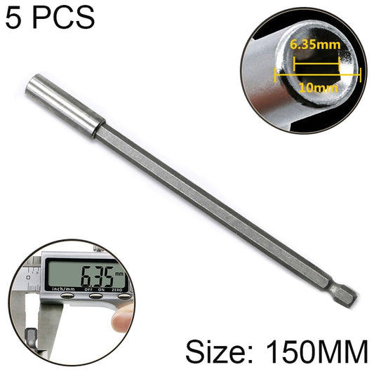 5 PCS 1/4 Electric Batch Head High Magnetism Connecting Rod Pistol Drill Extension Rod Sleeve Fast Turning Joint, Length: 150mm, 150mm Joint
