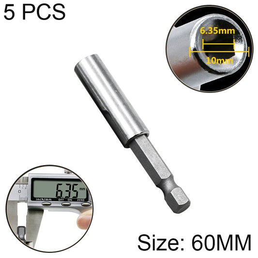 5 PCS 1/4 Electric Batch Head High Magnetism Connecting Rod Pistol Drill Extension Rod Sleeve Fast Turning Joint, Length: 60mm, 60mm Joint