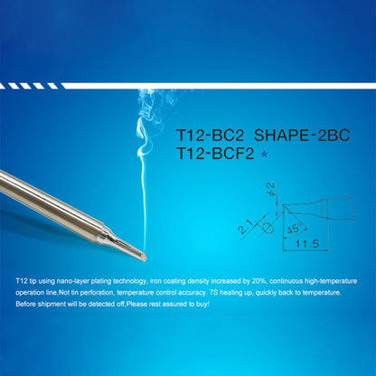 QUICKO T12-BCF3 Lead-free Soldering Iron Tip, T12-BCF2, T12-BCF3, T12-BC1, T12-BC1.5, T12-BC2, T12-BC3, T12-BCF1