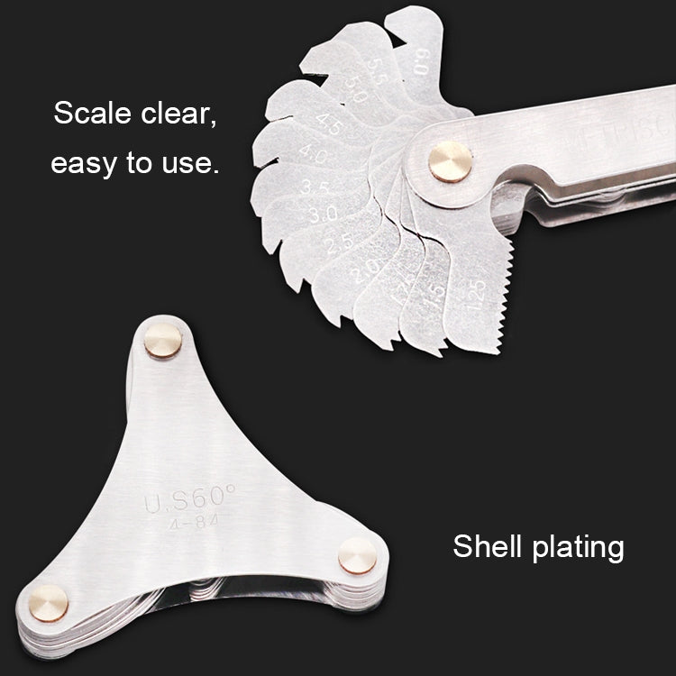 52 PCS Metric 60 Degrees +British 55 Degrees CR Stainless Steel Thread Gauge, 52 PCS Thread Gauge