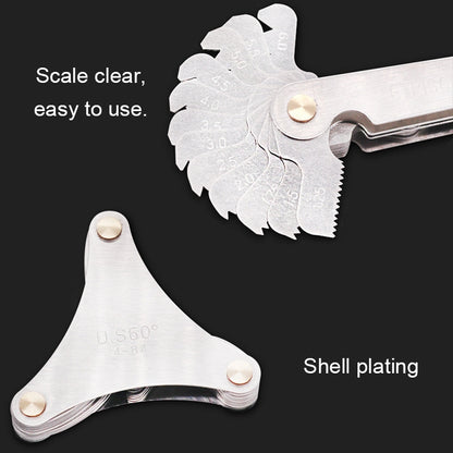 52 PCS Metric 60 Degrees +British 55 Degrees CR Stainless Steel Thread Gauge, 52 PCS Thread Gauge