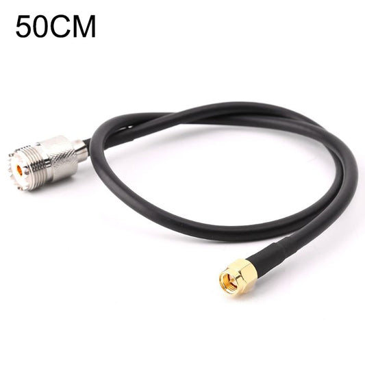 كابل توصيل RG58 UHF أنثى إلى SMA ذكر، الطول: 50 سم، الطول: 50 سم