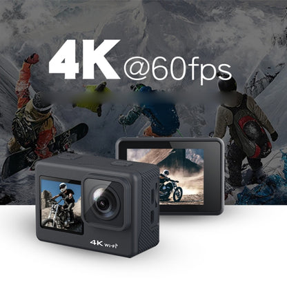 كاميرا فيديو رياضية C1 مزدوجة الشاشة 2.0 بوصة + 1.3 بوصة مضادة للاهتزاز بدقة 4K وواي فاي مع غطاء مقاوم للماء، Allwinner V316، زاوية واسعة 170 درجة