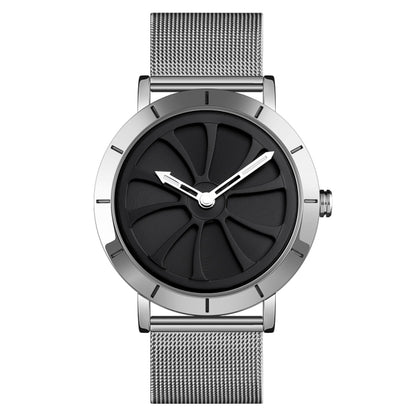 SKMEI 9204 Fashion Skeleton Rotating Dial Waterproof Business Mesh Belt Quartz Watch Men Watch