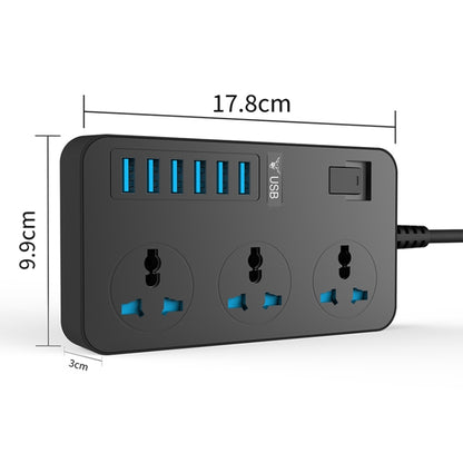 T09 3000W High Power Multi-Function Plug-in 3-Hole International Universal Jack + 6 USB Intelligent Charging