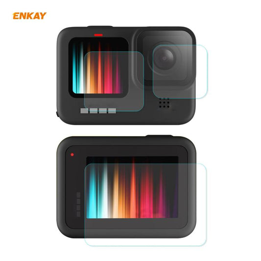 لكاميرا GoPro HERO9 ENKAY Hat-Prince 3 في 1، 0.2 مم، 9H، 2.15D، غشاء زجاجي مقوى لحماية عدسة الكاميرا والشاشة