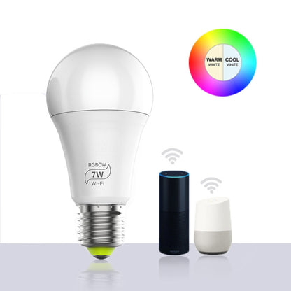 مصباح ذكي LED يعمل بالواي فاي RGBCW E27 بقدرة 7 وات، يعمل لاسلكيًا مع أتمتة المنزل الذكي