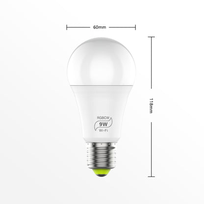 مصباح ذكي LED بتقنية واي فاي، 9 وات E27 RGBCW، إضاءة أتمتة منزلية لاسلكية، 220 فولت