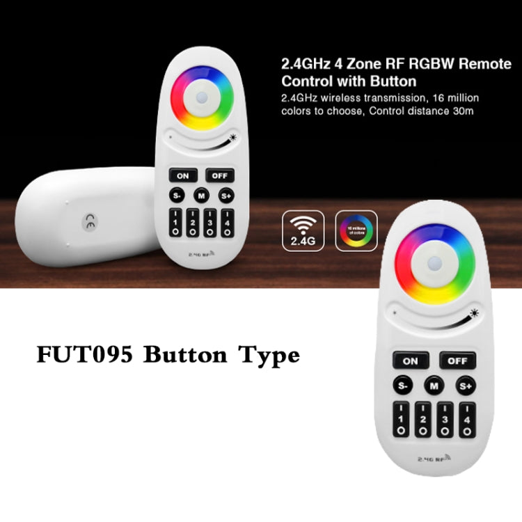 2.4G Miboxer Button Type RGBW RF 4-Zone Wireless LED Remote Controller for LED RGBW Bulb or Strip, FUT095, FUT096