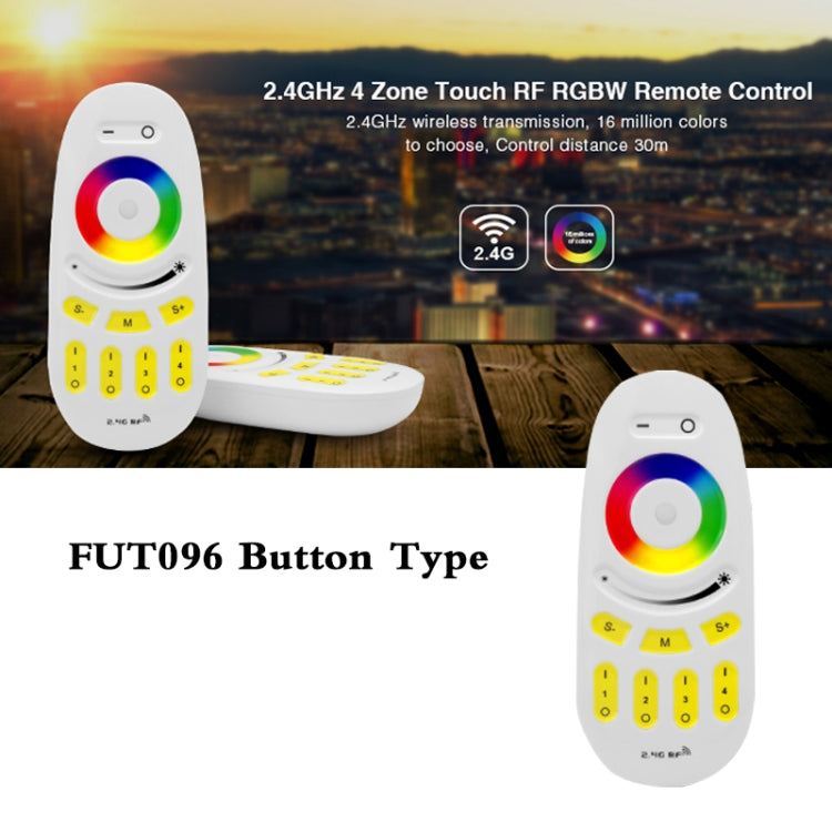 2.4G Miboxer Button Type RGBW RF 4-Zone Wireless LED Remote Controller for LED RGBW Bulb or Strip, FUT095, FUT096