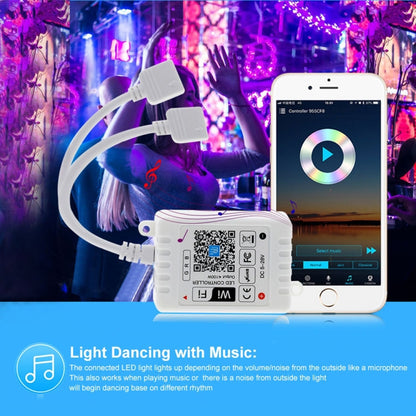 شريط إضاءة LED ثنائي الاتجاه مع تطبيق ذكي للتحكم في شريط إضاءة LED RGB مزود بخاصية واي فاي وجهاز تحكم عن بعد يعمل بالأشعة تحت الحمراء بـ 24 مفتاحًا، 5-24 فولت