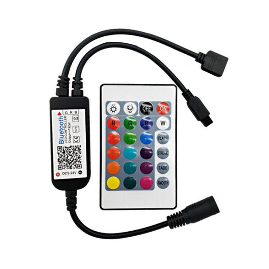 وحدة تحكم LED RGB بتقنية البلوتوث مع 24 مفتاحًا للتحكم بالأشعة تحت الحمراء لشريط LED 5630 5050 3528 2835، تيار مستمر 5-24 فولت