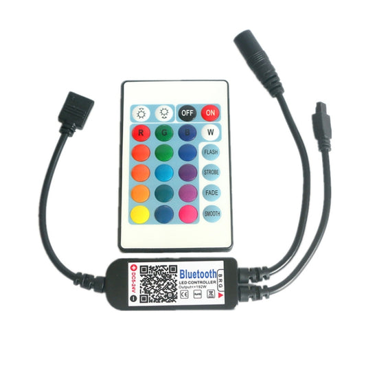 وحدة تحكم LED RGB بتقنية البلوتوث مع 24 مفتاحًا للتحكم بالأشعة تحت الحمراء لشريط LED 5630 5050 3528 2835، تيار مستمر 5-24 فولت