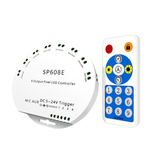 مجموعة وحدة تحكم LED بتقنية البلوتوث SP608E بمخرج إشارة مزدوج للتحكم في تطبيق الهاتف المحمول لشريط LED WS2812B WS2811 1903 1804 بكسل، تيار مستمر 5 فولت ~ 24 فولت