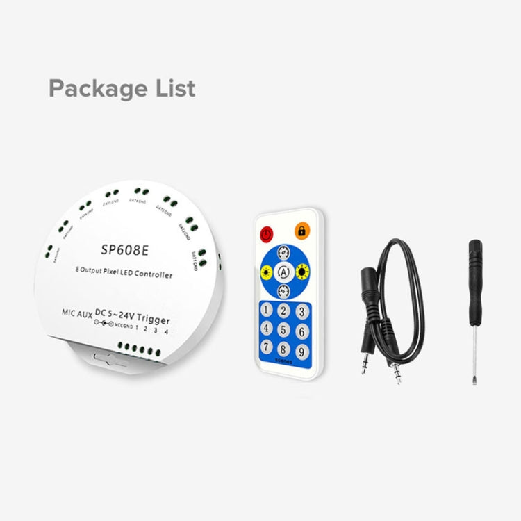 مجموعة وحدة تحكم LED بتقنية البلوتوث SP608E بمخرج إشارة مزدوج للتحكم في تطبيق الهاتف المحمول لشريط LED WS2812B WS2811 1903 1804 بكسل، تيار مستمر 5 فولت ~ 24 فولت