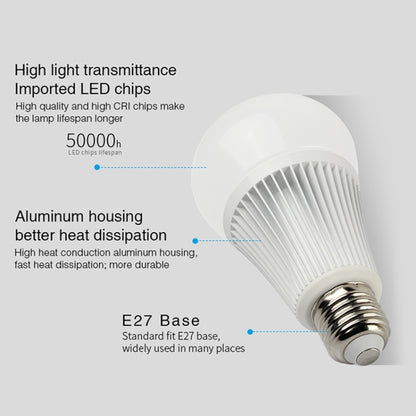 FUT012 E27 9W RGB + CCT LED لمبة ضوء 100V-240V ملون كامل التحكم عن بعد لمبة ذكية واي فاي 2.4G لاسلكي