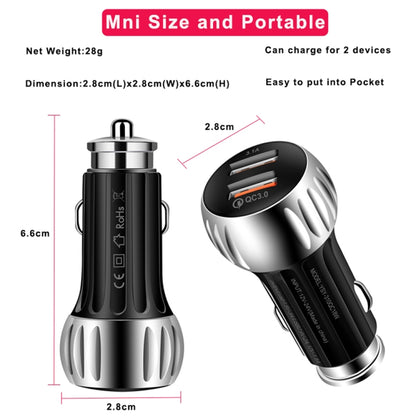YSY-310QC18W QC3.0 Dual Port USB Car Chargrt for Apple / Huawei / Samsung / Xiaomi, YSY-310QC18W, Car Charger