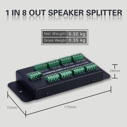 1 In 8 Out Amplifier And Sound Speaker Distributor, 8-Area Sound Source, Signal Distribution Panel, Audio Input, 300W Per Channel, B031