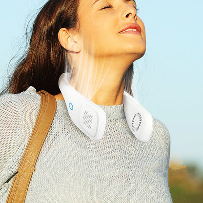 Hand Free Mini USB Neck Fan - Rechargeable Portable Headphone Design Wearable Neckband Fan, 3 Level Air Flow, 360 Degree Free Rotation Perfect for Sports, Office and Outdoor