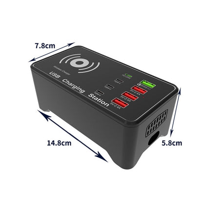 A7 High-power 100W 4 x PD 20W + QC3.0 USB Charger +15W Qi Wireless Charger Multi-port Smart Charger Station
