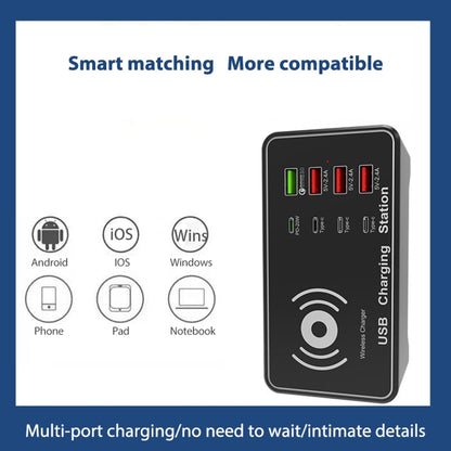 A7 High-power 100W 4 x PD 20W + QC3.0 USB Charger +15W Qi Wireless Charger Multi-port Smart Charger Station