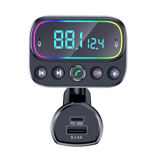 مشغل موسيقى MP3 للسيارة T67 مزود بتقنية بلوتوث 5.0 وجهاز إرسال FM ومحول AUX لاسلكي بدون استخدام اليدين، T67
