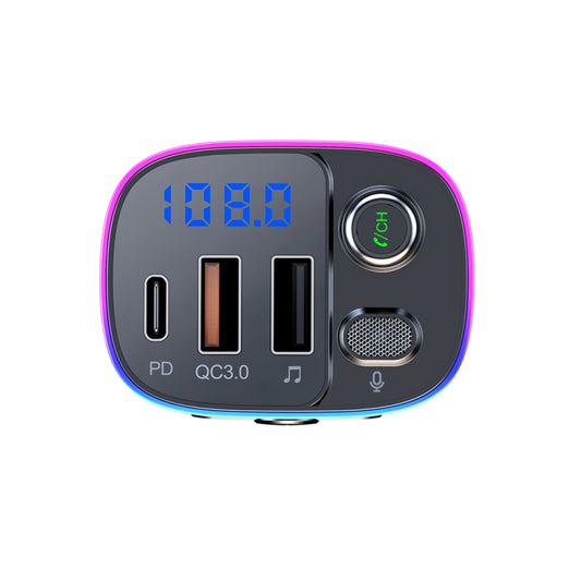 جهاز إرسال FM بتقنية بلوتوث للسيارة T65، مزود بمنفذ USB مزدوج من النوع C وشاحن QC3.0، T65