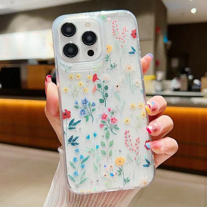 جراب هاتف من مادة TPU إيبوكسي صغيرة مزخرفة بنقشة زهور منعشة، مناسب لأجهزة iPhone 14 Plus وiPhone 14 وiPhone 14 Pro وiPhone 14 Pro Max
