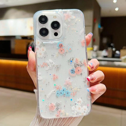 جراب هاتف من مادة TPU إيبوكسي صغيرة مزخرفة بزهور منعشة، مناسب لأجهزة iPhone 15 Pro Max وiPhone 15 Pro وiPhone 15 Plus وiPhone 15