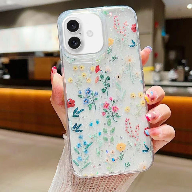 جراب هاتف من مادة TPU الإيبوكسي بنقشة زهور صغيرة منعشة، مناسب لأجهزة iPhone 16 Pro Max وiPhone 16 Pro وiPhone 16 Plus وiPhone 16
