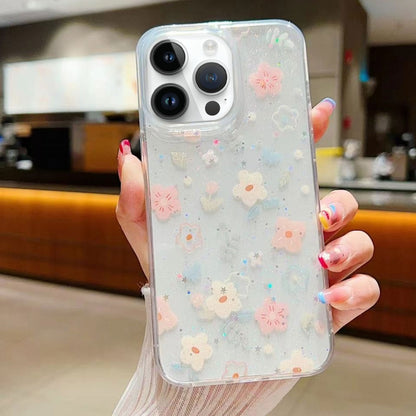 جراب هاتف من مادة TPU الإيبوكسي بنقشة زهور صغيرة منعشة، مناسب لأجهزة iPhone 16 Pro Max وiPhone 16 Pro وiPhone 16 Plus وiPhone 16