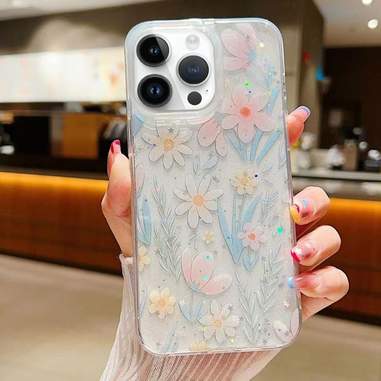 جراب هاتف من مادة TPU الإيبوكسي بنقشة زهور صغيرة منعشة، مناسب لأجهزة iPhone 16 Pro Max وiPhone 16 Pro وiPhone 16 Plus وiPhone 16