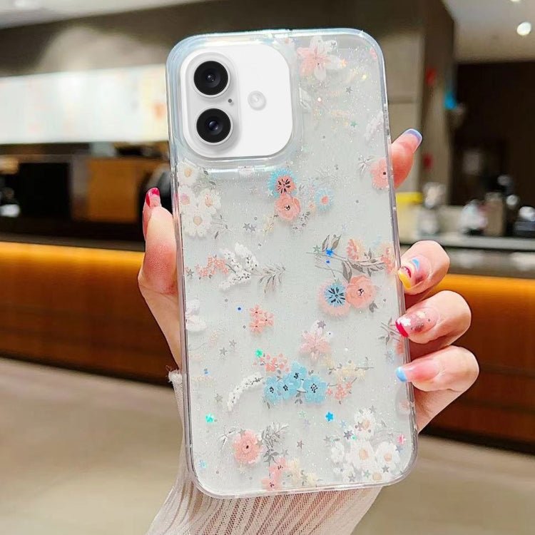 جراب هاتف من مادة TPU الإيبوكسي بنقشة زهور صغيرة منعشة، مناسب لأجهزة iPhone 16 Pro Max وiPhone 16 Pro وiPhone 16 Plus وiPhone 16