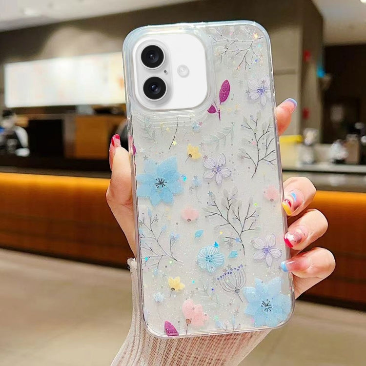 جراب هاتف من مادة TPU الإيبوكسي بنقشة زهور صغيرة منعشة، مناسب لأجهزة iPhone 16 Pro Max وiPhone 16 Pro وiPhone 16 Plus وiPhone 16