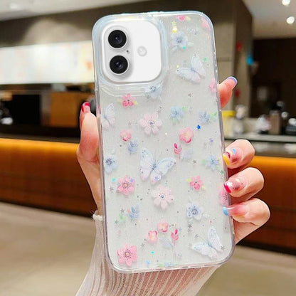 جراب هاتف من مادة TPU الإيبوكسي بنقشة زهور صغيرة منعشة، مناسب لأجهزة iPhone 16 Pro Max وiPhone 16 Pro وiPhone 16 Plus وiPhone 16
