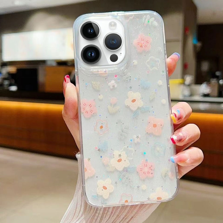 جراب هاتف من مادة TPU الإيبوكسي بنقشة زهور صغيرة منعشة، مناسب لأجهزة iPhone 16 Pro Max وiPhone 16 Pro وiPhone 16 Plus وiPhone 16