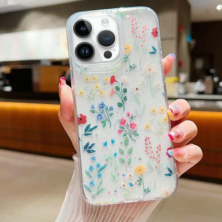 جراب هاتف من مادة TPU الإيبوكسي بنقشة زهور صغيرة منعشة، مناسب لأجهزة iPhone 16 Pro Max وiPhone 16 Pro وiPhone 16 Plus وiPhone 16