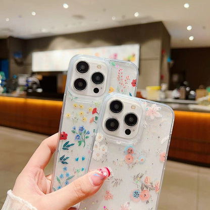جراب هاتف من مادة TPU الإيبوكسي بنقشة زهور صغيرة منعشة، مناسب لأجهزة iPhone 16 Pro Max وiPhone 16 Pro وiPhone 16 Plus وiPhone 16