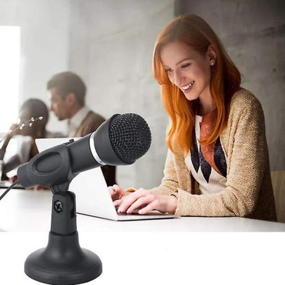K-307 3.5mm Home Stereo MIC Computer Desktop Chatting Gaming Microphone with Stand, K-307