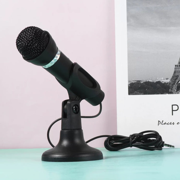K-307 3.5mm Home Stereo MIC Computer Desktop Chatting Gaming Microphone with Stand, K-307