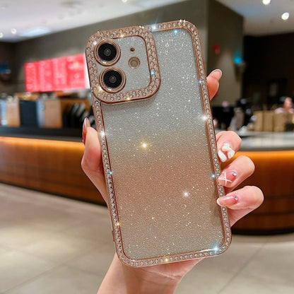 Diamond Gradient Glitter Plated TPU Phone Case, For iPhone 11, For iPhone 15 Pro Max, For iPhone 11 Pro Max, For iPhone 12, For iPhone 12 Pro, For iPhone 12 Pro Max