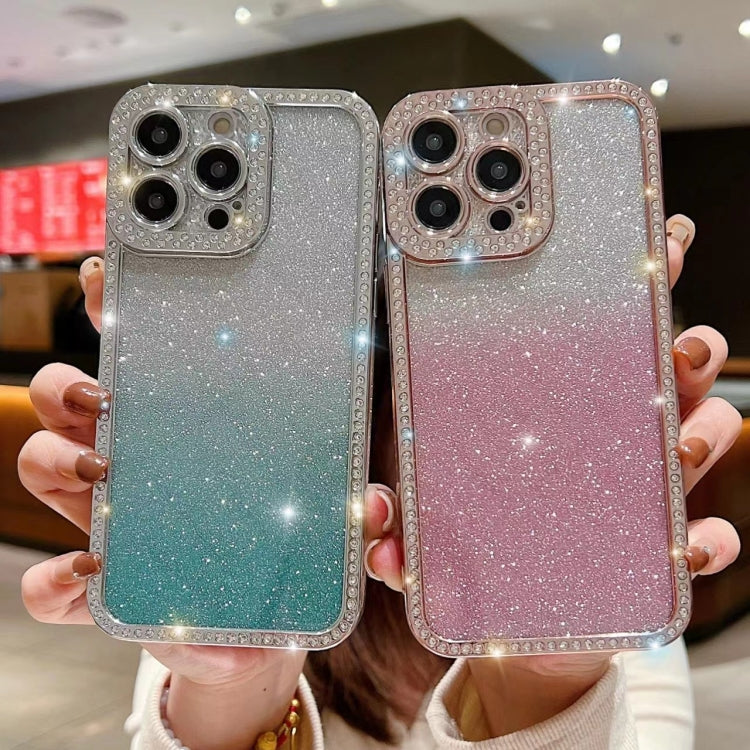 Diamond Gradient Glitter Plated TPU Phone Case, For iPhone 14 Pro Max, For iPhone 15 Plus, For iPhone 15, For iPhone 14 Plus, For iPhone 11 Pro